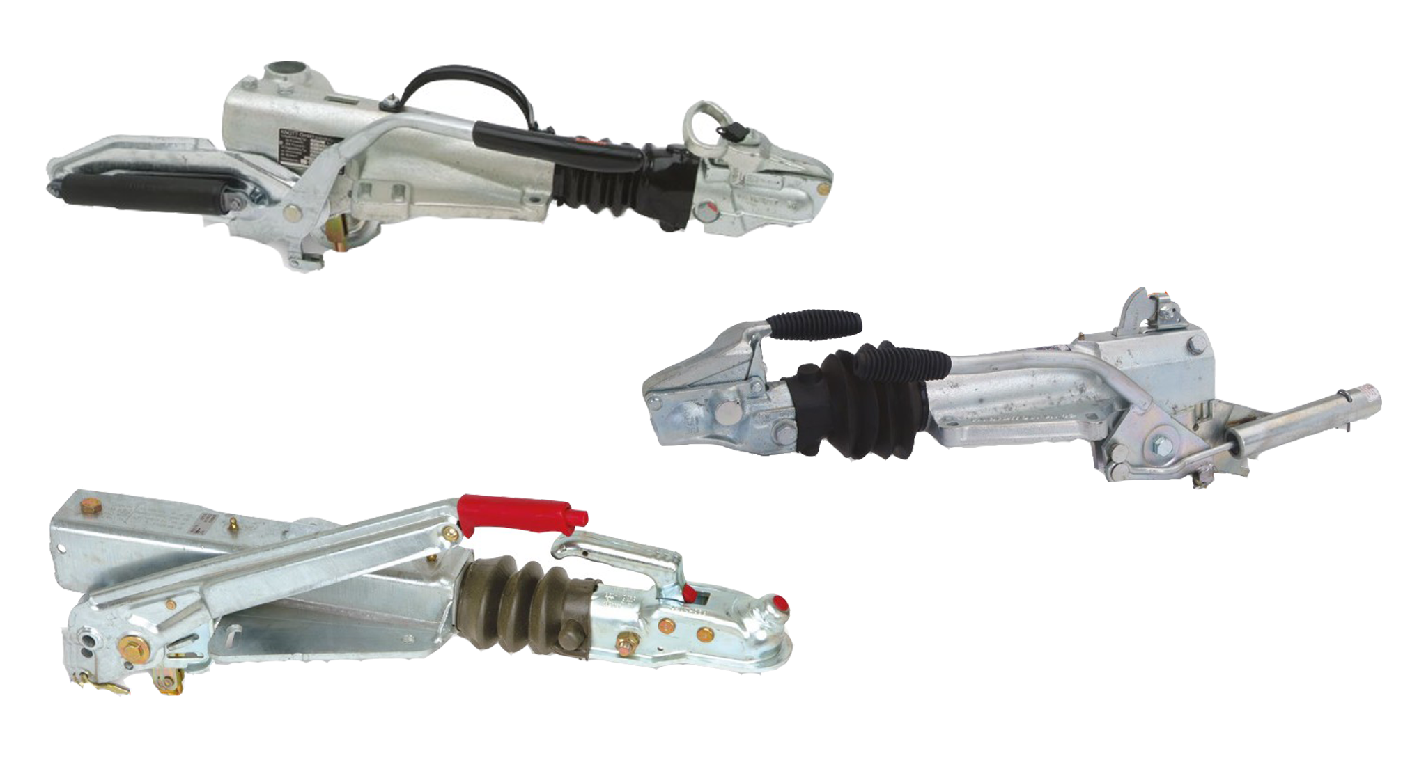 A range of different braked trailer couplings from Knott, Bradley and Alko