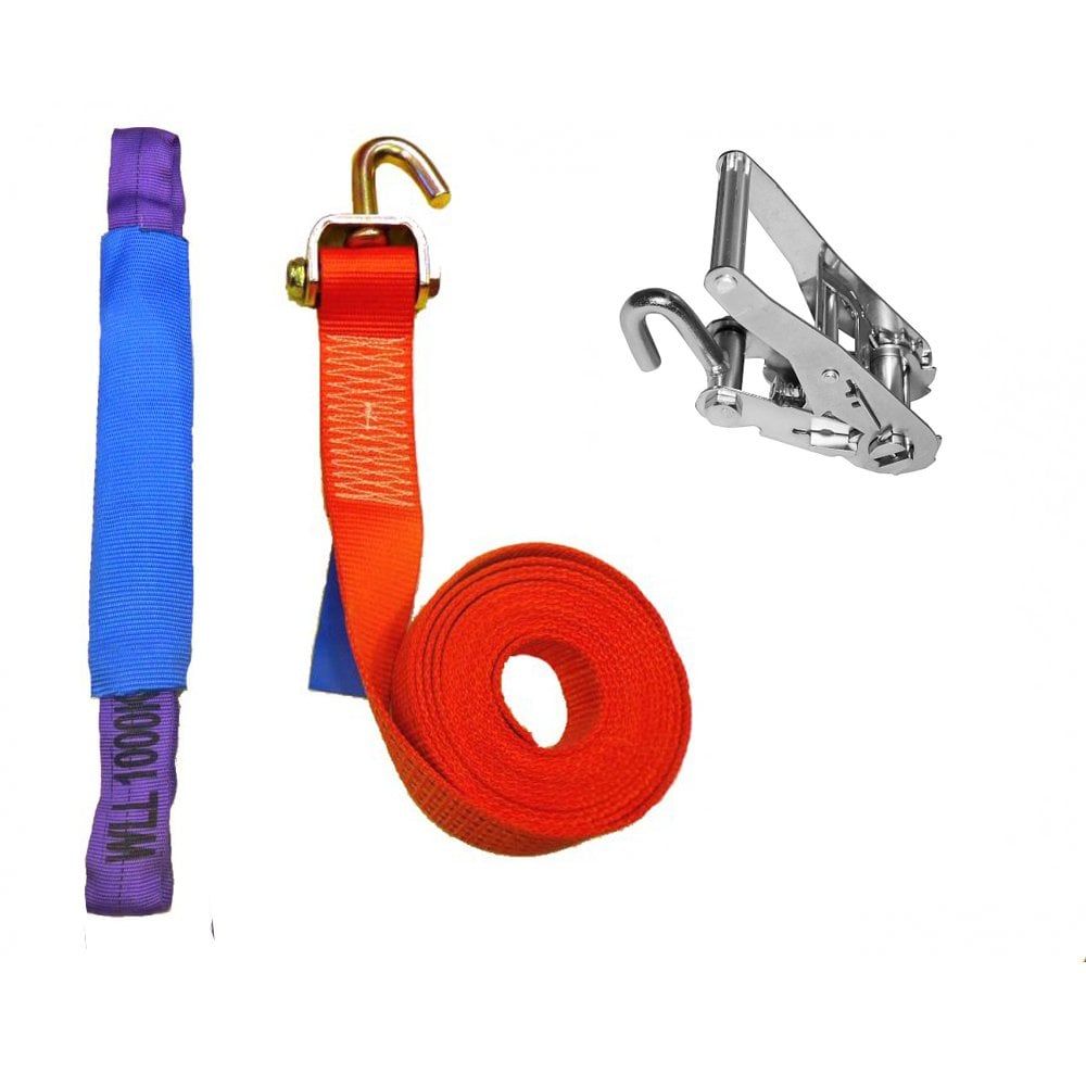 Swivel Hook Car Transporter Straps Set of 4 with Chokers