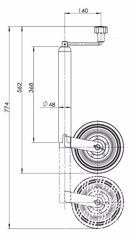 48mm Trailer / Caravan Trailer Jockey Wheel 15kg inc Bolt on Steel Split Clamp - Image 2