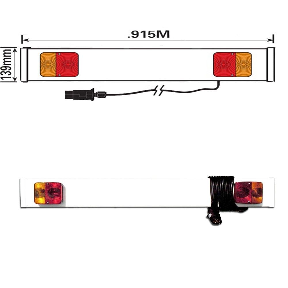 Trailer Lighting Board 3ft Wide with 4m Cable