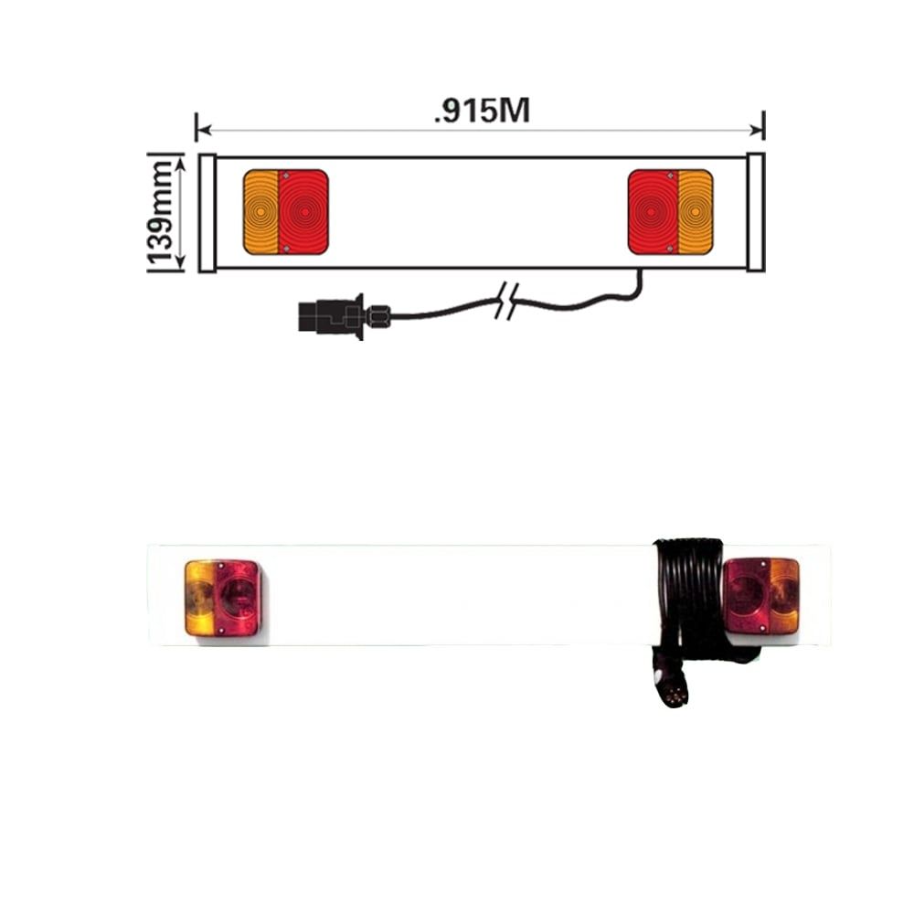 Trailer LED Lighting Board 3ft Wide 4m Cable MP251PLED