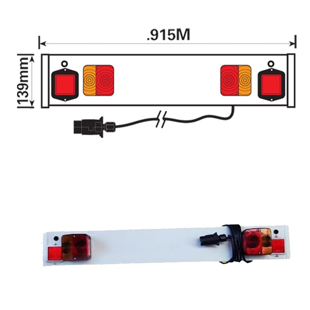 MAYPOLE Trailer Light Board 3ft Wide with 2m Cable For Cycle Carriers MP8551P