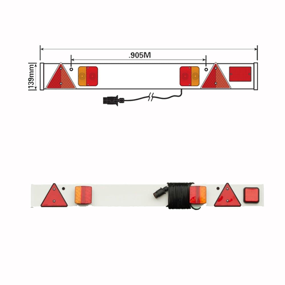 Trailer LED Lighting Board 4ft 6" Wide 6m Cable MP256PLED