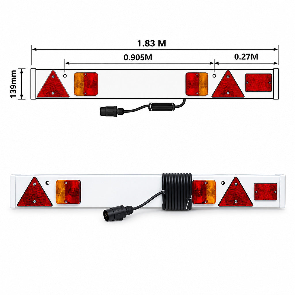 MAYPOLE Trailer Light Board 6' Wide With Fog Lamp and 10m Cable MP256P6F10M