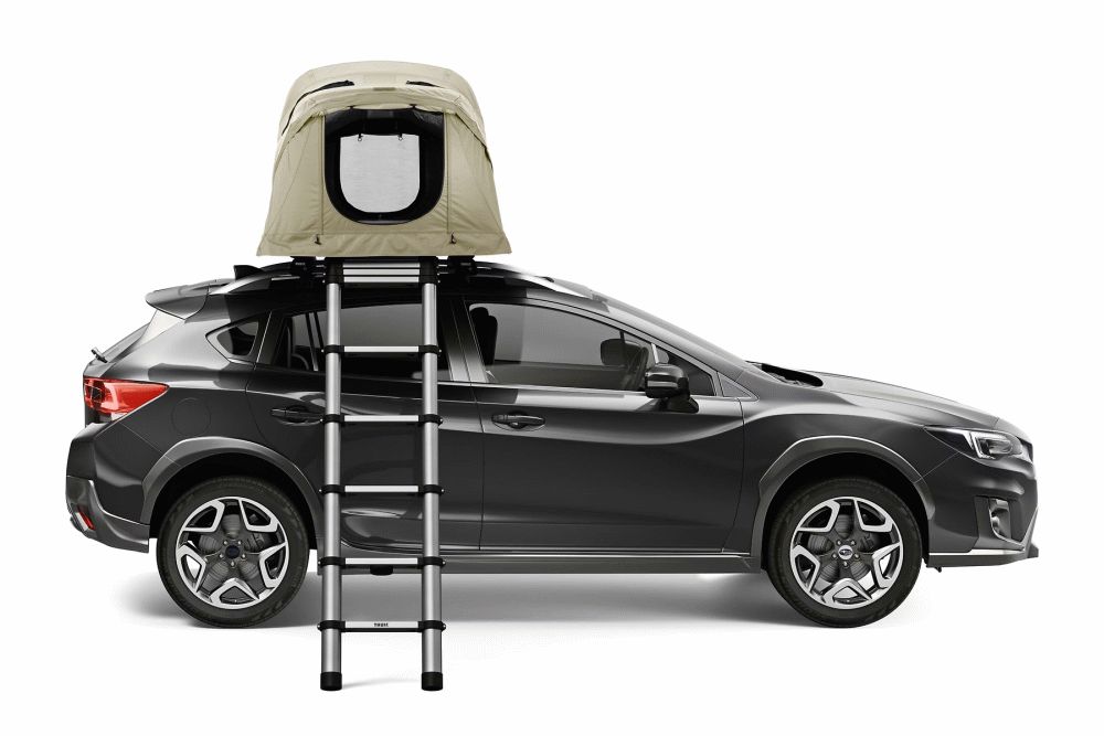 Thule Approach S - 2 Person Car Roof Top Tent Pelican Grey side car view