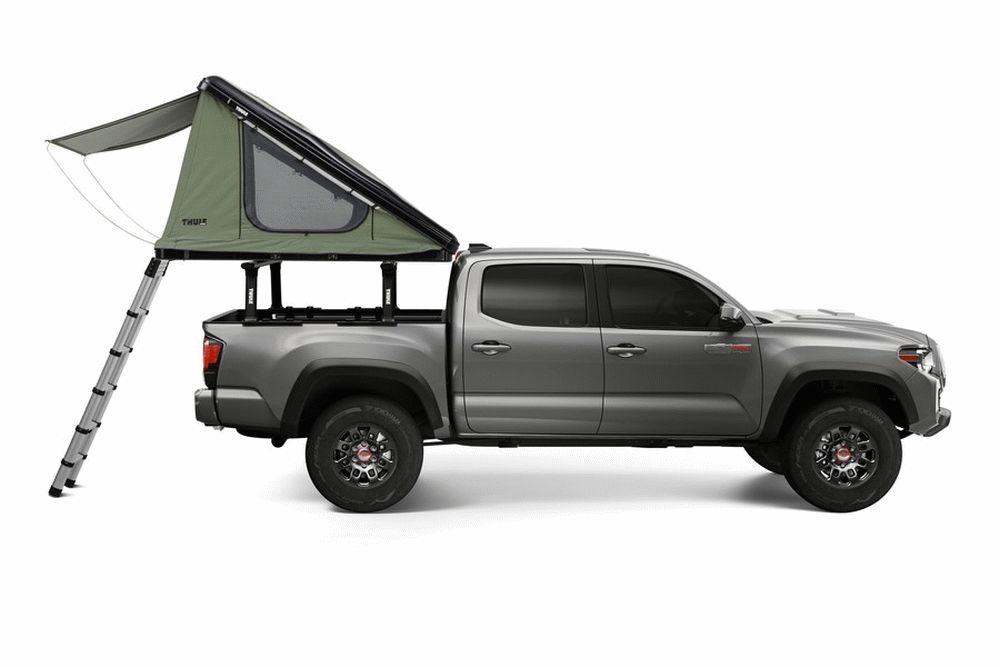Thule Basin Wedge Hard-Shell Roof Top Tent Assembled Side View