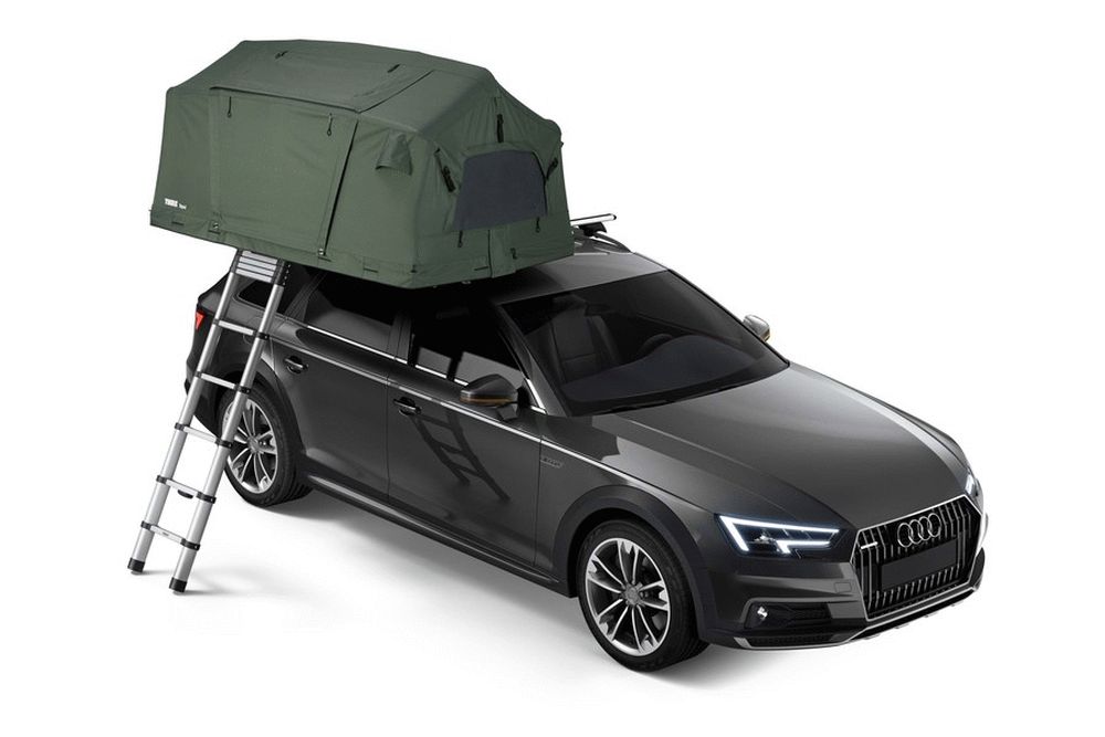 Thule Tepui Foothill Car Rooftop Tent Closed With Ladder