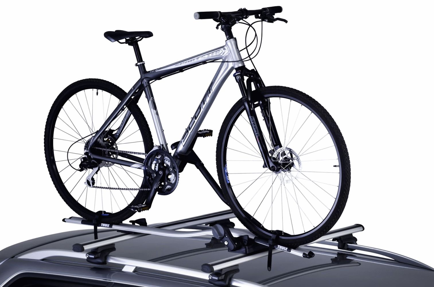 THULE ProRide 591 Aluminium Roof-Mounted Upright Bike Carrier on Car