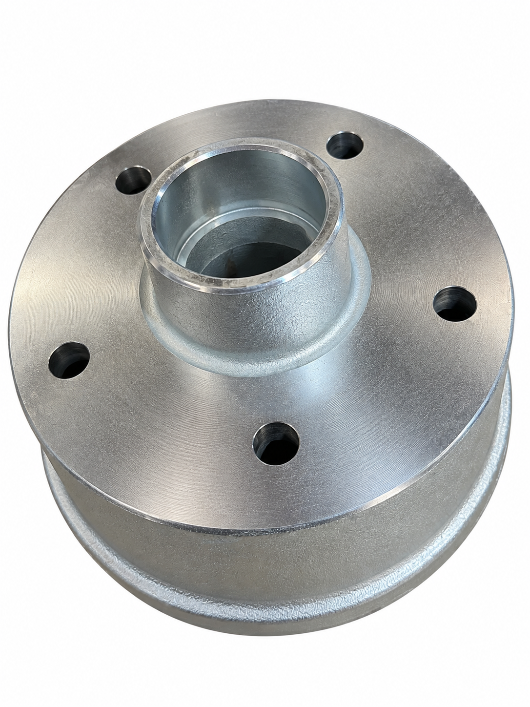 Side & top view of Indespension heavy duty 200mm trailer hub for AD2800 Plant trailer