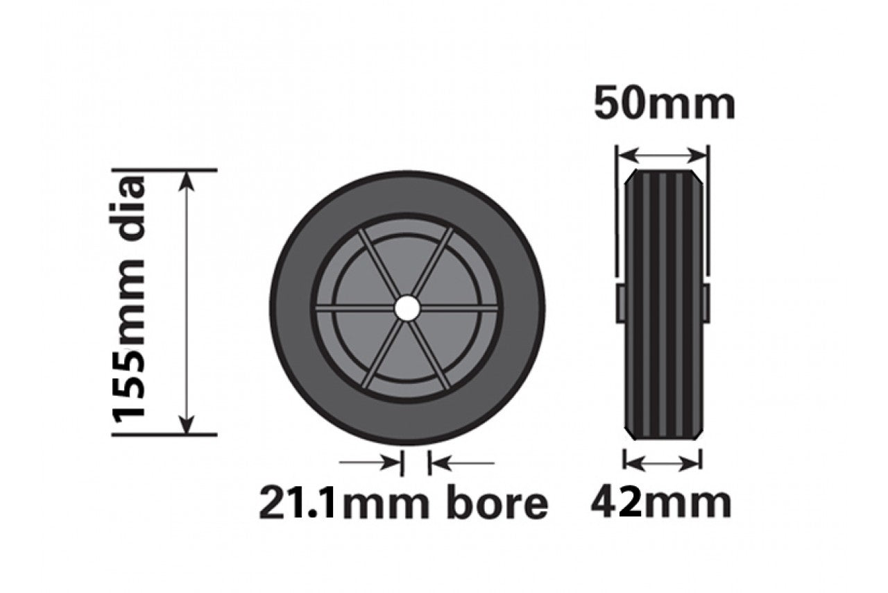 Spare Wheel for Maypole Trailer Jockey Wheel - 155x420mm - Image 2