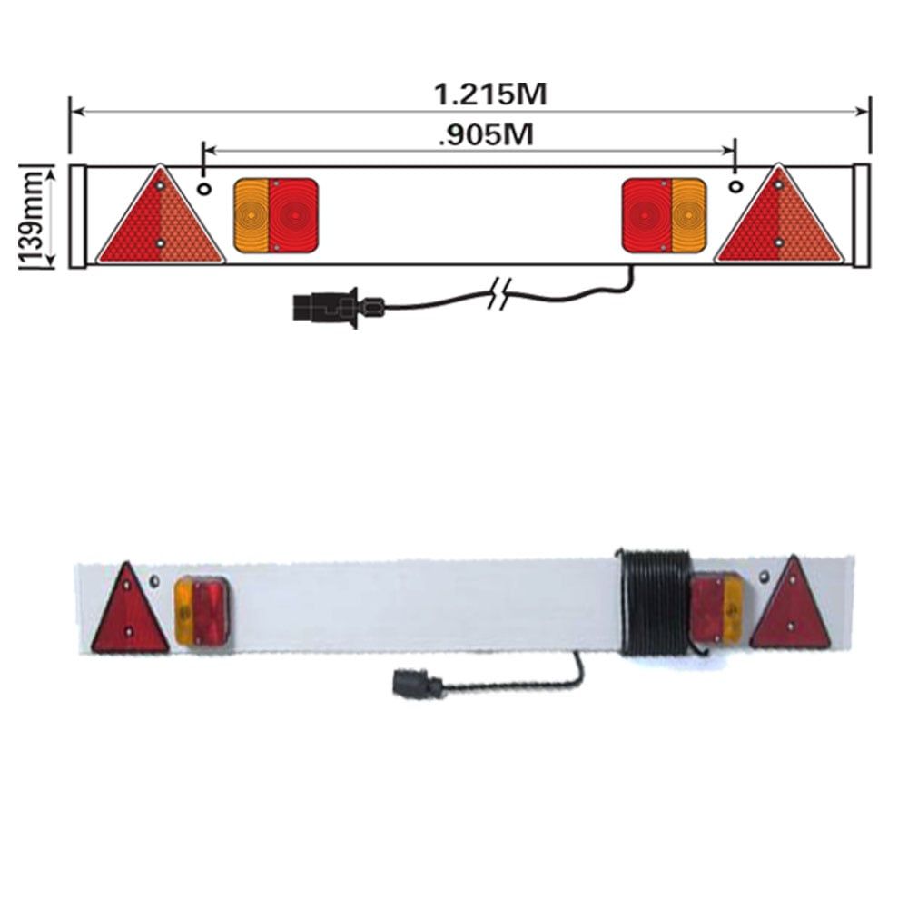 Leisure MART 4ft 6 Inch Trailer Light Board - With 6m Cable & 7-Pin Plug, E-Approved Lamps (LMX504)