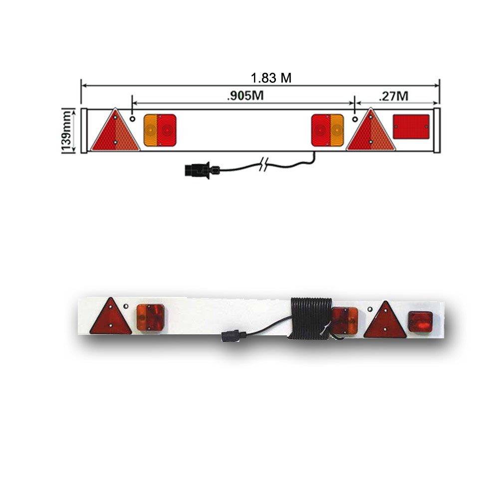 MAYPOLE Trailer Light Board 6' Wide With Fog Lamp and 10m Cable MP256P6F10M
